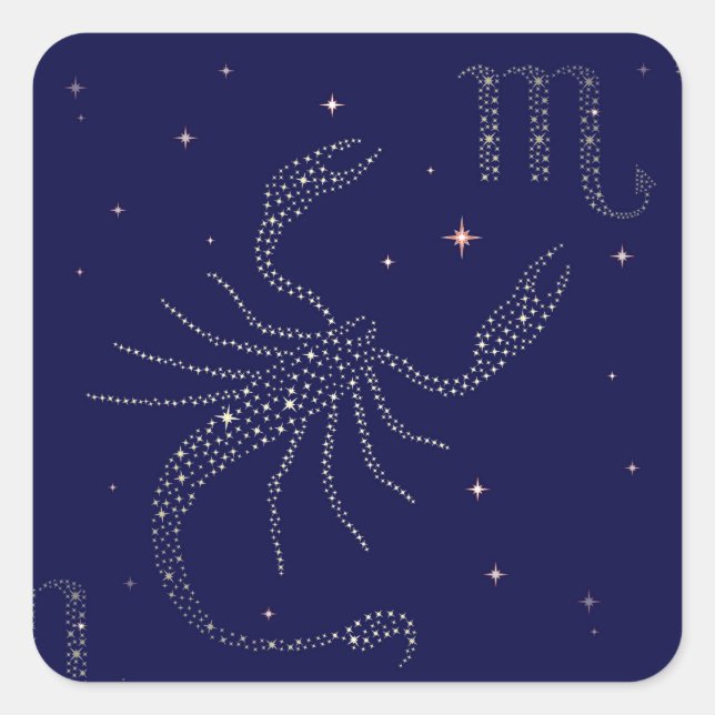 Pegatina Cuadrada escorpión de estrellas (Anverso)
