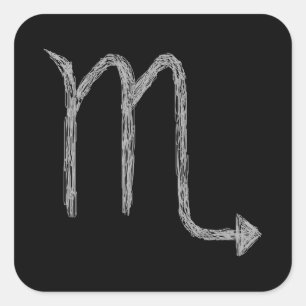 Pegatina Cuadrada Escorpión. Rótulo de la astrología del zodiaco.