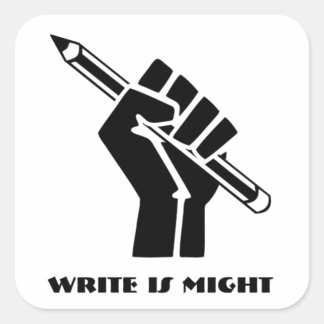 Pegatina Cuadrada Escribir es poder (Anverso)