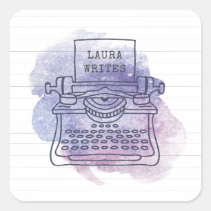 Pegatina Cuadrada Escritor de máquina de escribir periodista blogger