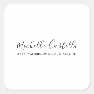 Pegatina Cuadrada Escritura a mano simple clásica única profesional
