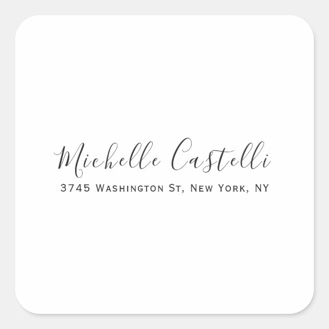 Pegatina Cuadrada Escritura a mano simple clásica única profesional (Anverso)