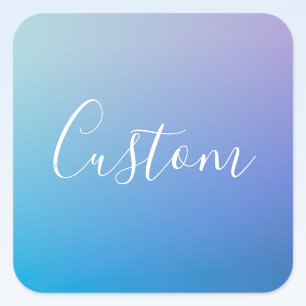 Pegatina Cuadrada Escritura de guión editable moderna   Ombre colori
