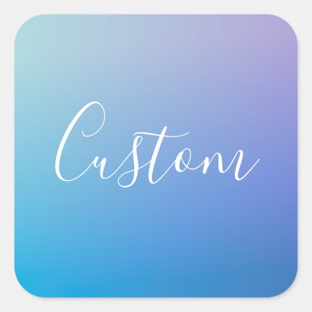 Pegatina Cuadrada Escritura de guiones editable moderna | Ombre colo (Anverso)