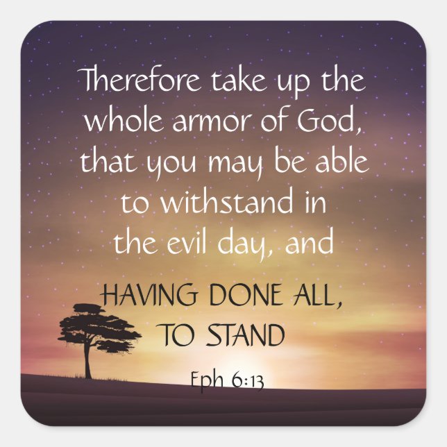 Pegatina Cuadrada Escritura de la Biblia de Motivación inspiradora (Anverso)