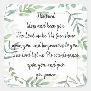 Pegatina Cuadrada Escritura de la Biblia NúMERO Aarónico De Bendició