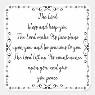 Pegatina Cuadrada Escritura de la Biblia NúMERO Aarónico De Bendició