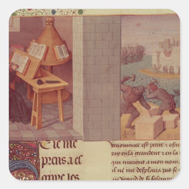 Pegatina Cuadrada Escritura en vivo y la Fundación de Roma (Anverso)