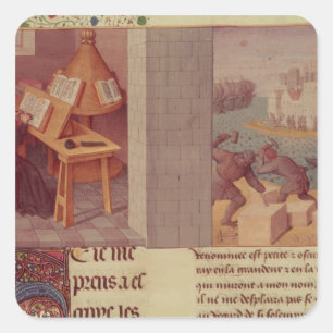 Pegatina Cuadrada Escritura en vivo y la Fundación de Roma