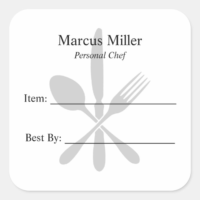 Pegatina Cuadrada Escritura personal del chef de preparaciones para  (Anverso)