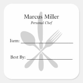 Pegatina Cuadrada Escritura personal del chef de preparaciones para 