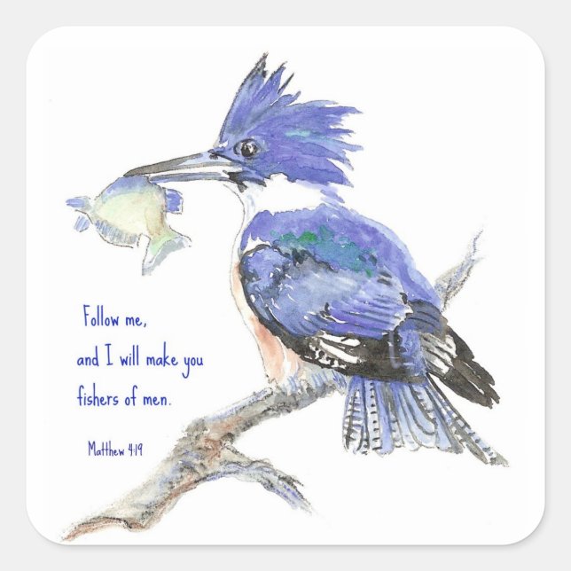 Pegatina Cuadrada Escritura, pescadores de hombres, Inspiradores, Ma (Anverso)