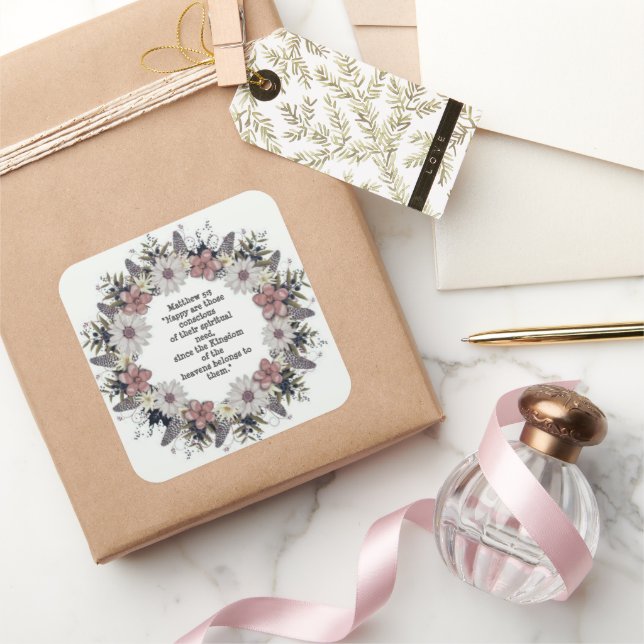 Pegatina Cuadrada Escritura Verse Reino de mensajes espirituales (Regalar)