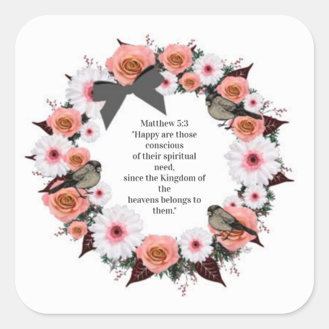 Pegatina Cuadrada Escritura Verse Reino de mensajes espirituales (Anverso)