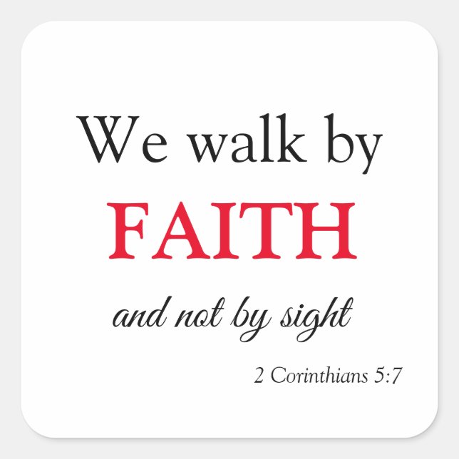 Pegatina Cuadrada Escrituras cristianas por fe (Anverso)