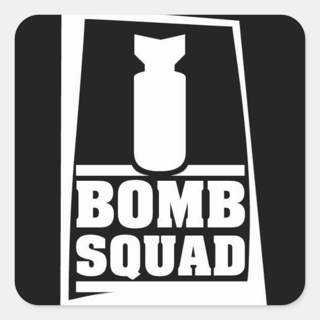 Pegatina Cuadrada escuadrón de bombas (Anverso)