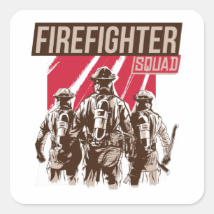 Pegatina Cuadrada Escuadrón de bomberos orgulloso