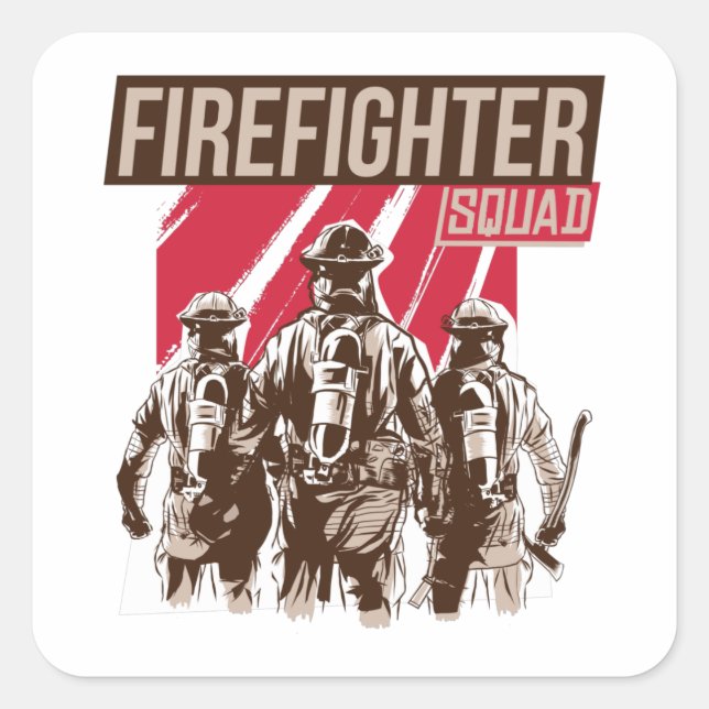 Pegatina Cuadrada Escuadrón de bomberos orgulloso (Anverso)