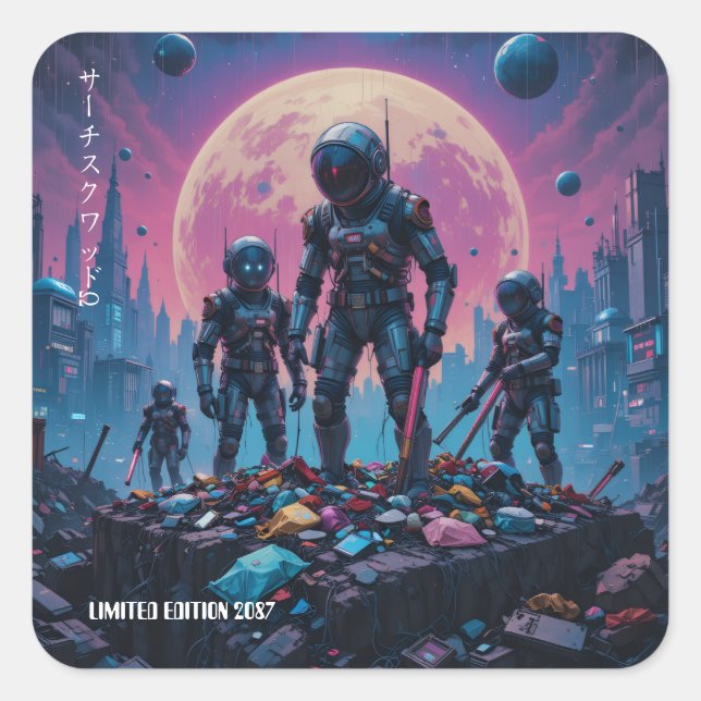 Pegatina Cuadrada "Escuadrón de Búsqueda Ω" (Anverso)