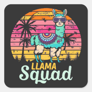 Pegatina Cuadrada Escuadrón de Llama Retro Vintage de Guay