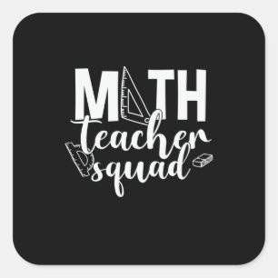 Pegatina Cuadrada Escuadrón de Maestros Maestros Maestros Math