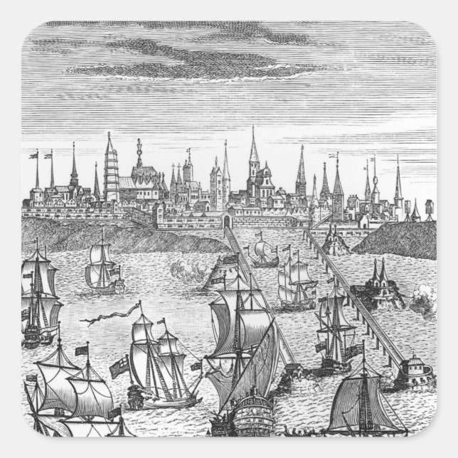 Pegatina Cuadrada Escuadrón inglesa con tropas de transporte (Anverso)