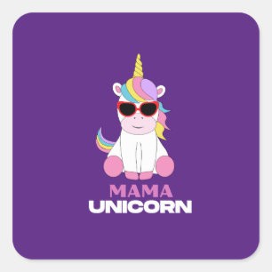 Pegatina Cuadrada Escuadrón mágico Mama Unicorn