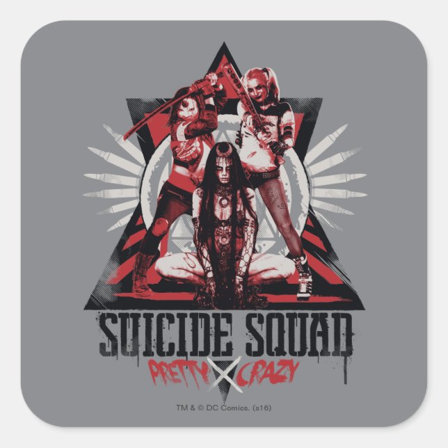 Pegatina Cuadrada Escuadrón suicida | Chicas del Escuadrón Loco Boni (Anverso)