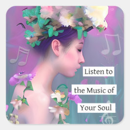 Pegatina Cuadrada Escucha la música de tu alma | Inspiración