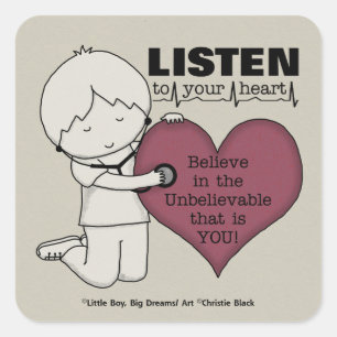 Pegatina Cuadrada Escuche su corazón