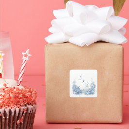 Pegatina Cuadrada Escudo barroco azul polvoriento