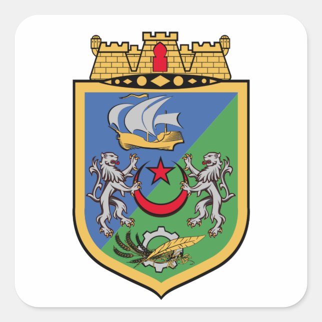Pegatina Cuadrada Escudo de Argel (Anverso)