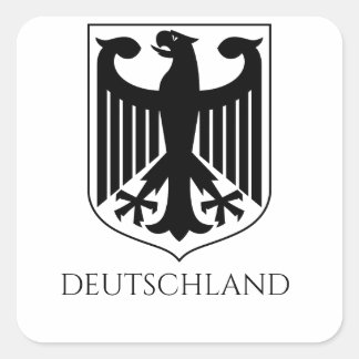Pegatina Cuadrada Escudo de Armas Alemán Deutschland Blanco y Negro