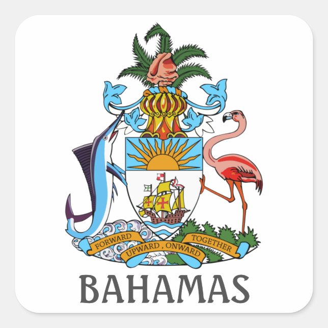 Pegatina Cuadrada Escudo de armas - Bahamas (Anverso)