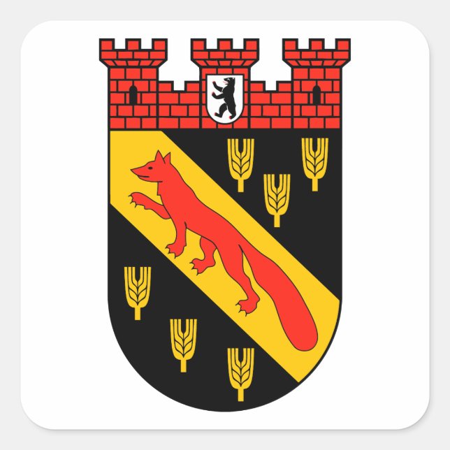 Pegatina Cuadrada Escudo de armas Berlín Reinickendorf (Anverso)