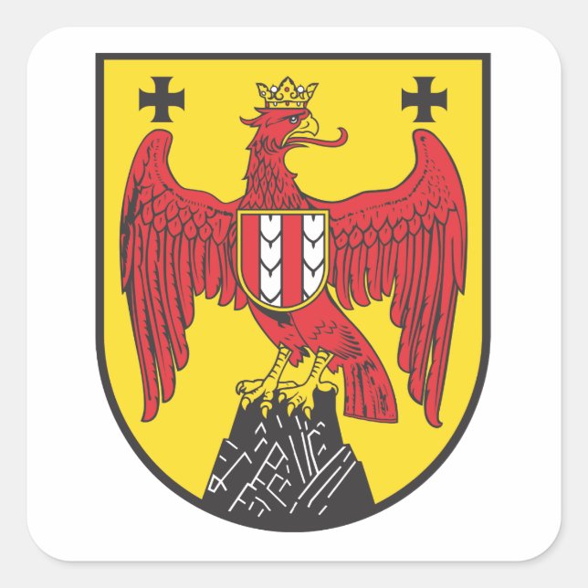 Pegatina Cuadrada Escudo de armas Burgenland Austria (Anverso)