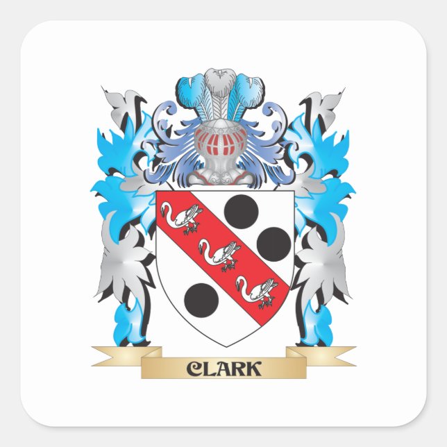 Pegatina Cuadrada Escudo de armas Clark - reposo familiar (Anverso)