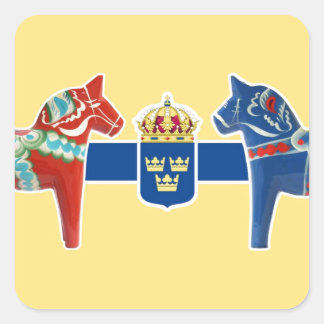 Pegatina Cuadrada Escudo de armas Dala de Suecia