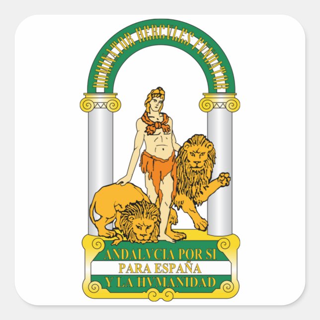 Pegatina Cuadrada Escudo de armas de Andalucía (España) (Anverso)