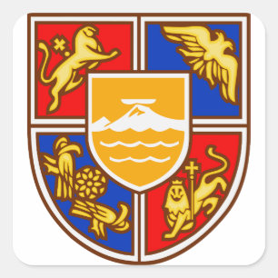Pegatina Cuadrada Escudo de Armas de Armenia Patrimonio y Símbolos