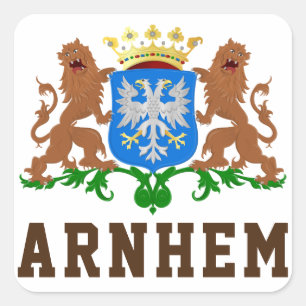 Pegatina Cuadrada Escudo de armas de Arnhem, Países Bajos