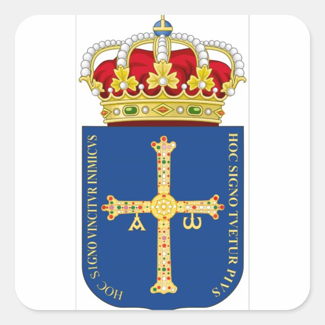 Pegatina Cuadrada Escudo de armas de Asturias (España) (Anverso)