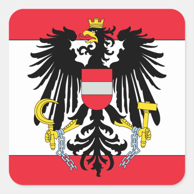 Pegatina Cuadrada Escudo de armas de Austria (Anverso)