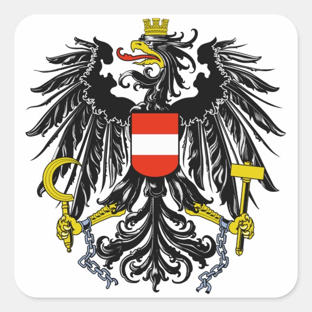 Pegatina Cuadrada Escudo de armas de Austria (Anverso)