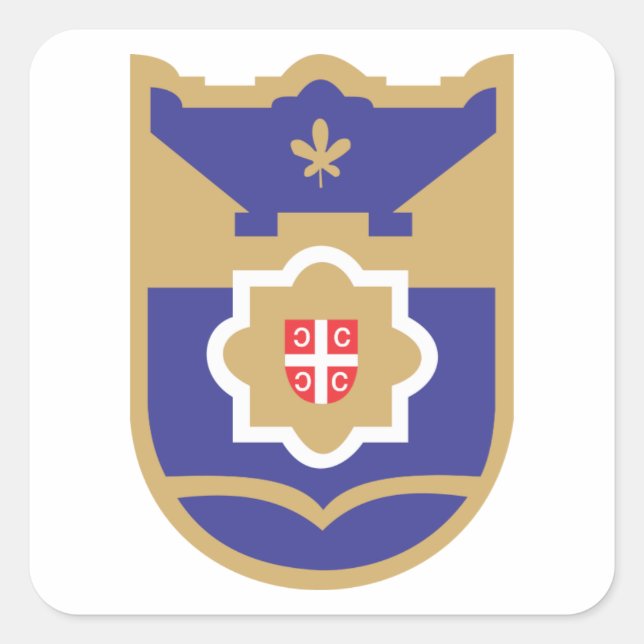 Pegatina Cuadrada Escudo de armas de Banja Luka (Anverso)