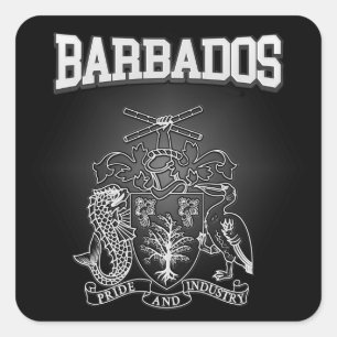 Pegatina Cuadrada Escudo de armas de Barbados