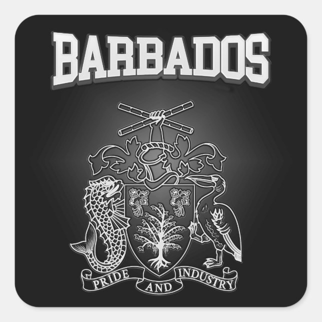 Pegatina Cuadrada Escudo de armas de Barbados (Anverso)