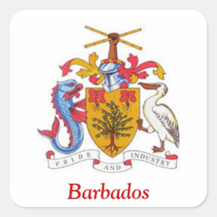 Pegatina Cuadrada Escudo de armas de Barbados