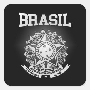 Pegatina Cuadrada Escudo de armas de Brasil