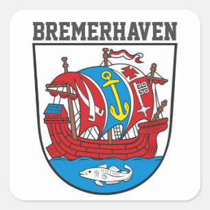 Pegatina Cuadrada Escudo de armas de Bremerhaven, Alemania